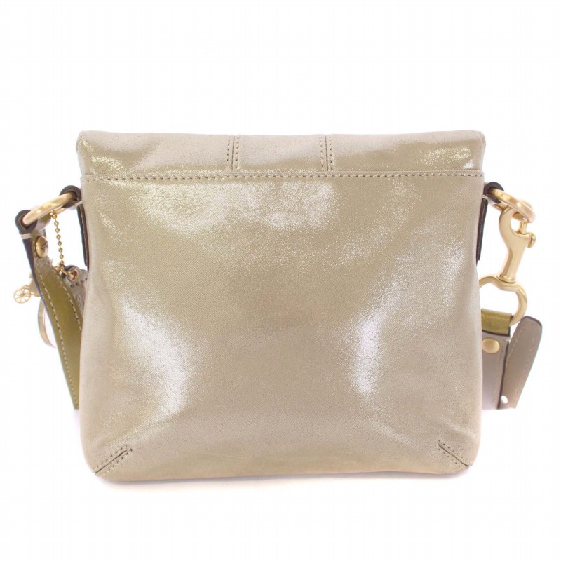 極美品✨️COACH ショルダーバッグ ターンロック ゴールド金具 ロゴ チャーム コーチ COACH ショルダーバッグ ターンロック式 メタリック加工