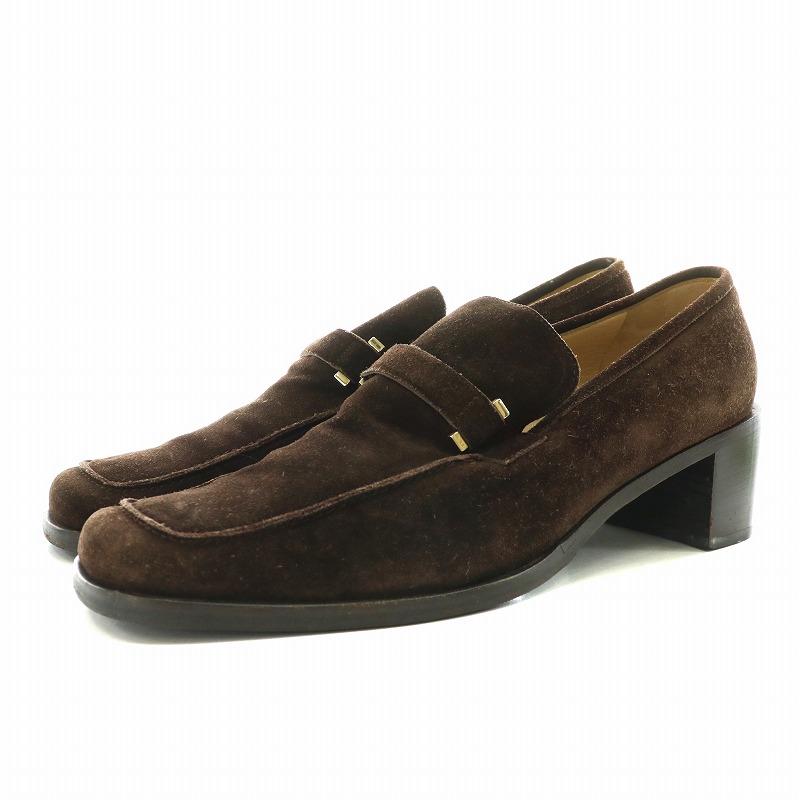 グッチ GUCCI ローファー モカシン チャンキーヒール スエード 9.5 