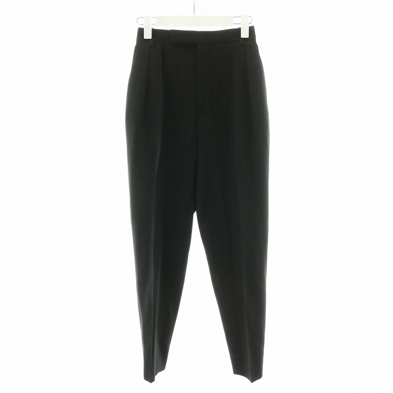 セリーヌ CELINE パンツ スラックス タック ウール 34 S 黒 ブラック