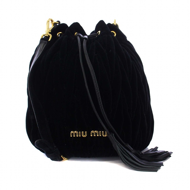 ミュウミュウ miumiu ブラックベルベット 巾着バッグ 楽天市場】巾着