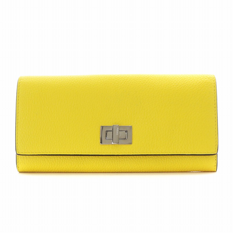 FENDI ピーカブー 長財布 小銭入れあり レザー 黄 イエロー - 長財布