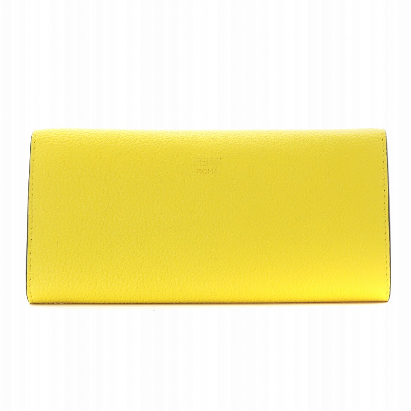 FENDI ピーカブー 長財布 小銭入れあり レザー 黄 イエロー - 長財布