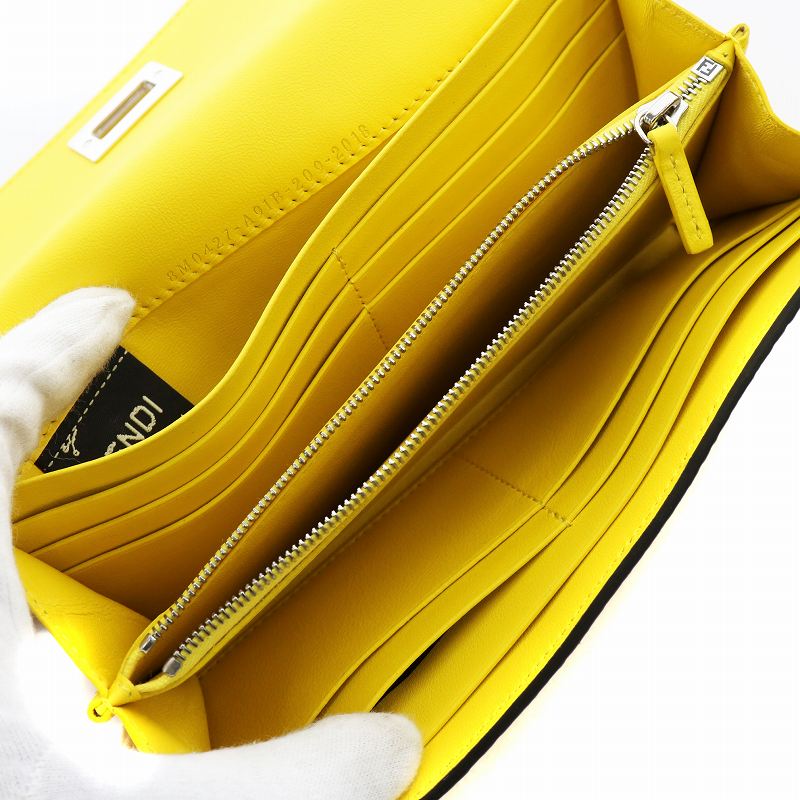 FENDI ピーカブー 長財布 小銭入れあり レザー 黄 イエロー - 長財布