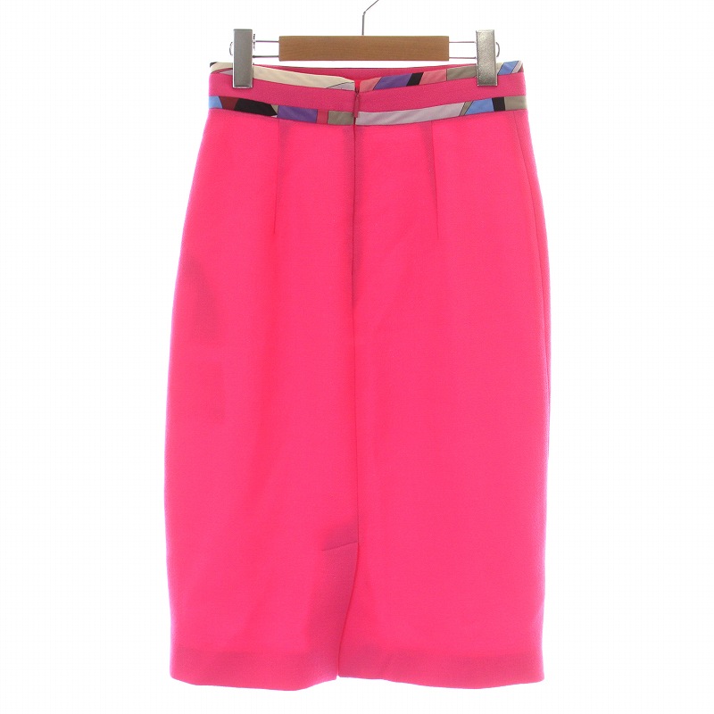 エミリオプッチ EMILIO PUCCI タイトスカート ひざ丈 総柄 ウール 絹  