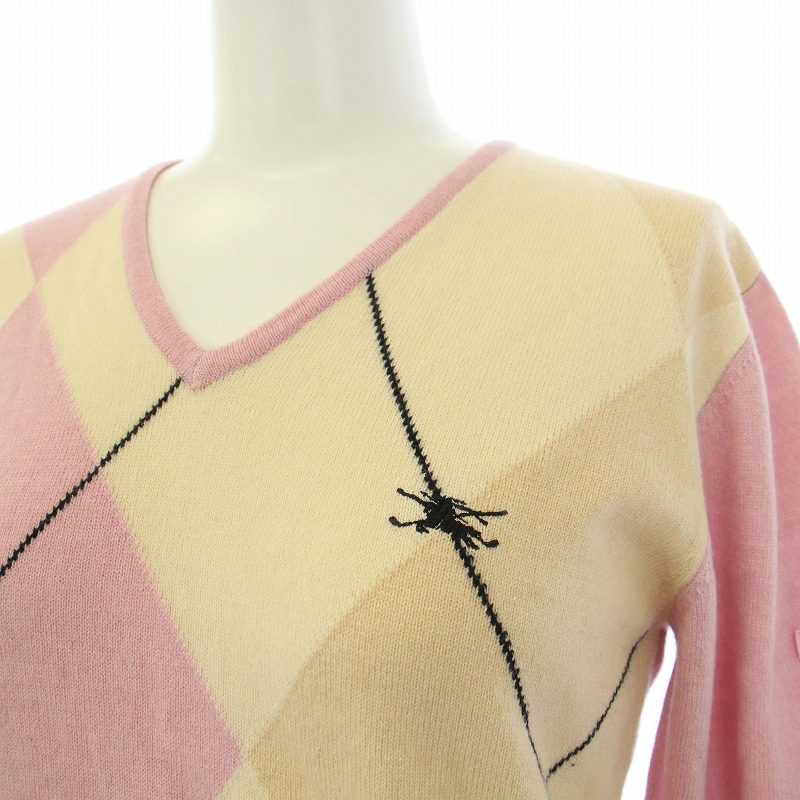 【新品未使用品】バーバリーゴルフ アーガイル ニット Vネック シルク カシミヤ バーバリーゴルフ BURBERRY GOLF ニット セーター ゴルフウェア V