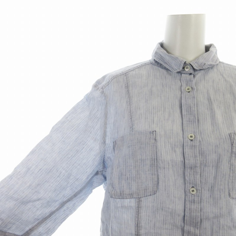 マックスマーラウィークエンドリネンロング半袖シャツチュニックストライプ