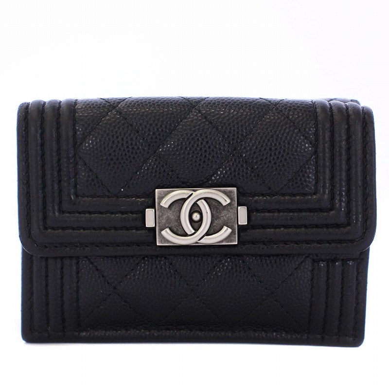 シャネル＊CHANEL＊ボーイシャネル＊キャビアスキン＊三つ折り財布＊マトラッセ シャネル CHANEL ボーイシャネル キャビアスキン マトラッセ 三