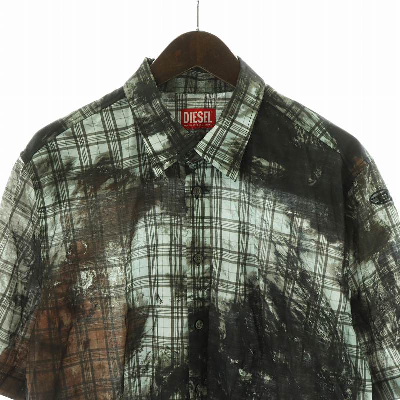 ディーゼル DIESEL 23AW S-UMBE-SSL-GLOBE シャツ 半袖 総柄 46 M  