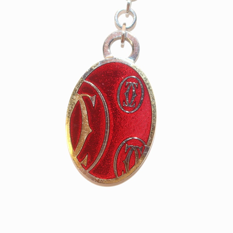 カルティエ Cartier キーホルダー ストラップ ロゴ 赤 レッド