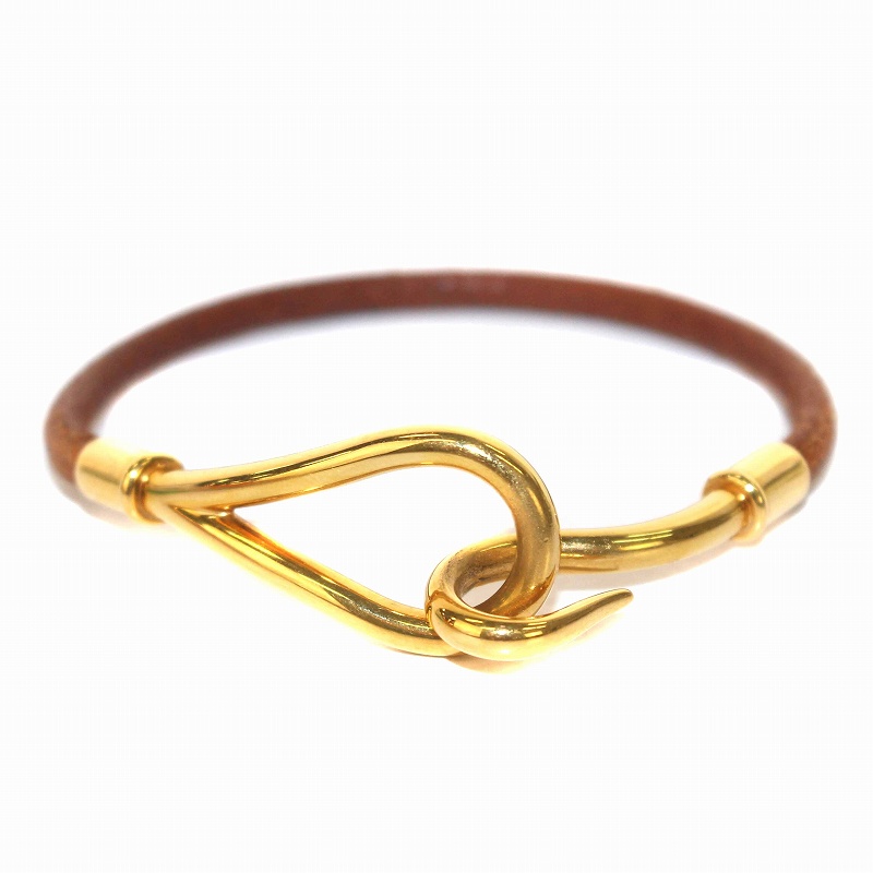 エルメス HERMES ジャンボチョーカー ブレスレット レザー 茶 ブラウン 