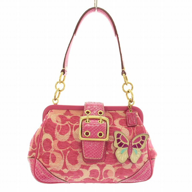 コーチ COACH ハンドバッグ シグネチャー パイソン型押し レザー 