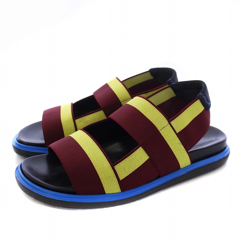 マルニ MARNI バックストラップ フラット サンダル 38 25cm ボルドー 