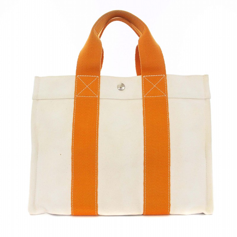 エルメス HERMES ボラボラPM トートバッグ ハンドバッグ キャンバス 白 