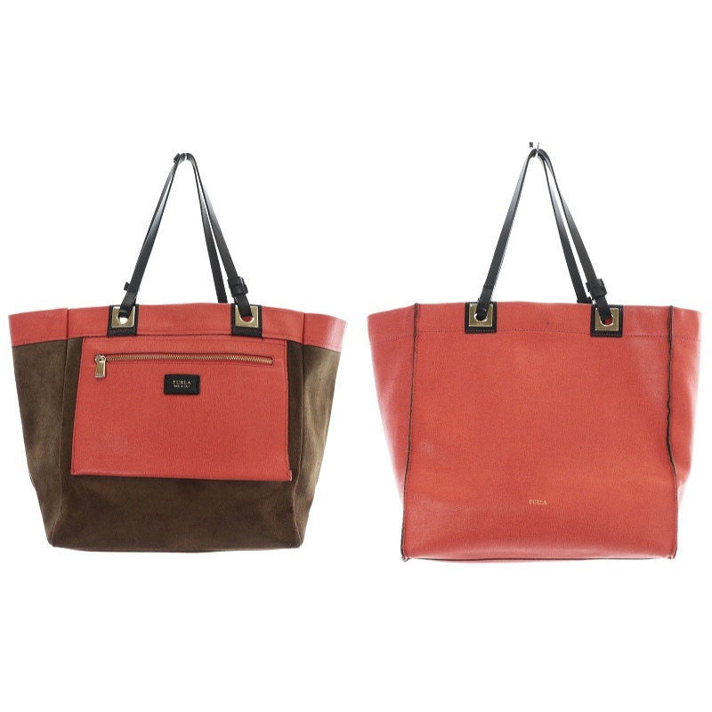 2721【美品】FURLA 本革 トートバッグ レザー A4収納 リバーシブル 良品 FURLA A4収納 レザー 袋付きトートバッグ 8800