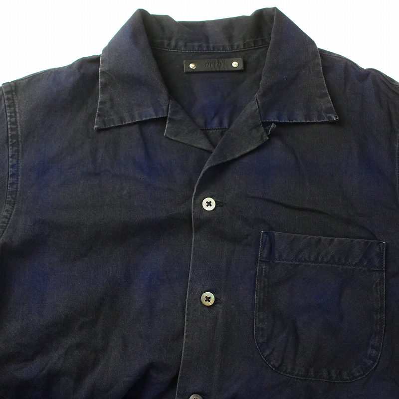 マインデニム MINEDENIM Ombre Check Denim Open Collor SH