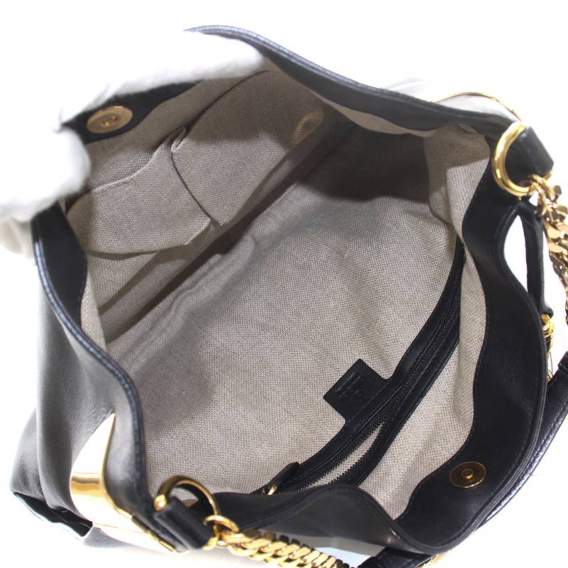 グッチ GUCCI ショルダーバッグ レザー チェーン タッセル 黒