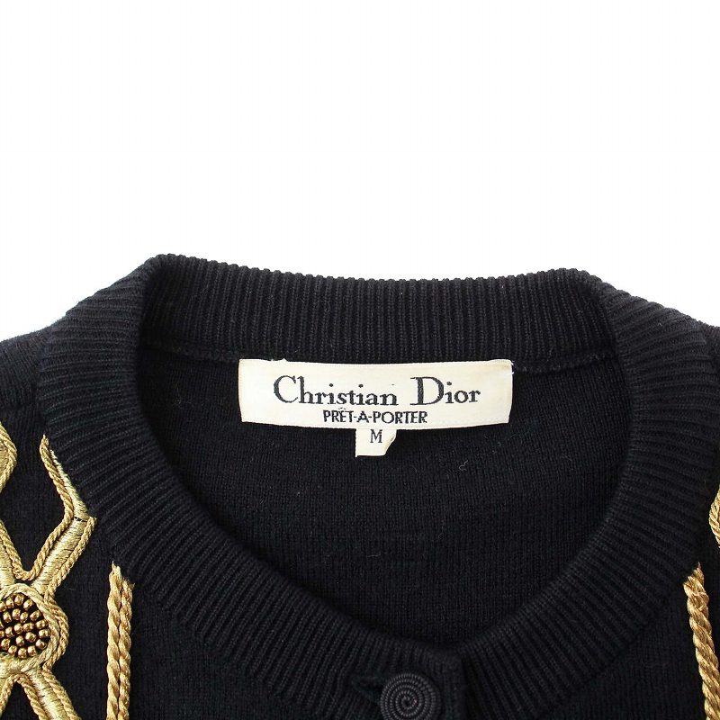 【美品】クリスチャンディオール　プレタポルテ　カーディガン　ブラック クリスチャンディオール Christian Dior プレタポルテ