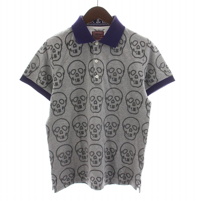 マーク＆ロナ MARK&LONA ポロシャツ 半袖 スカル柄 ゴルフウェア M  