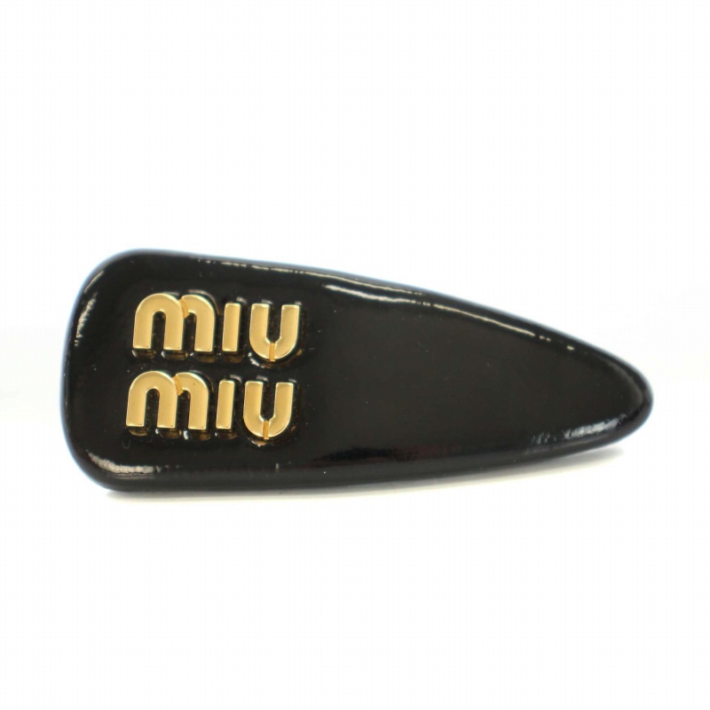 miu miu ロゴ入りヘアクリップ　ブラック 約8cm miu miu ロゴ入りヘアクリップブラック 約8cm