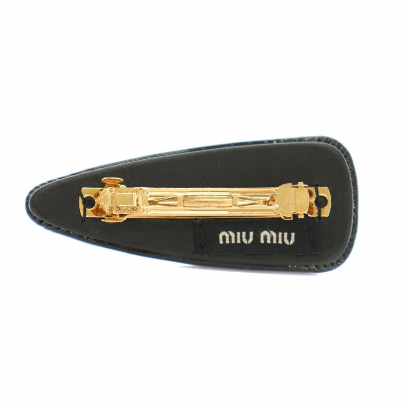 miu miu ロゴ入りヘアクリップブラック 約8cm