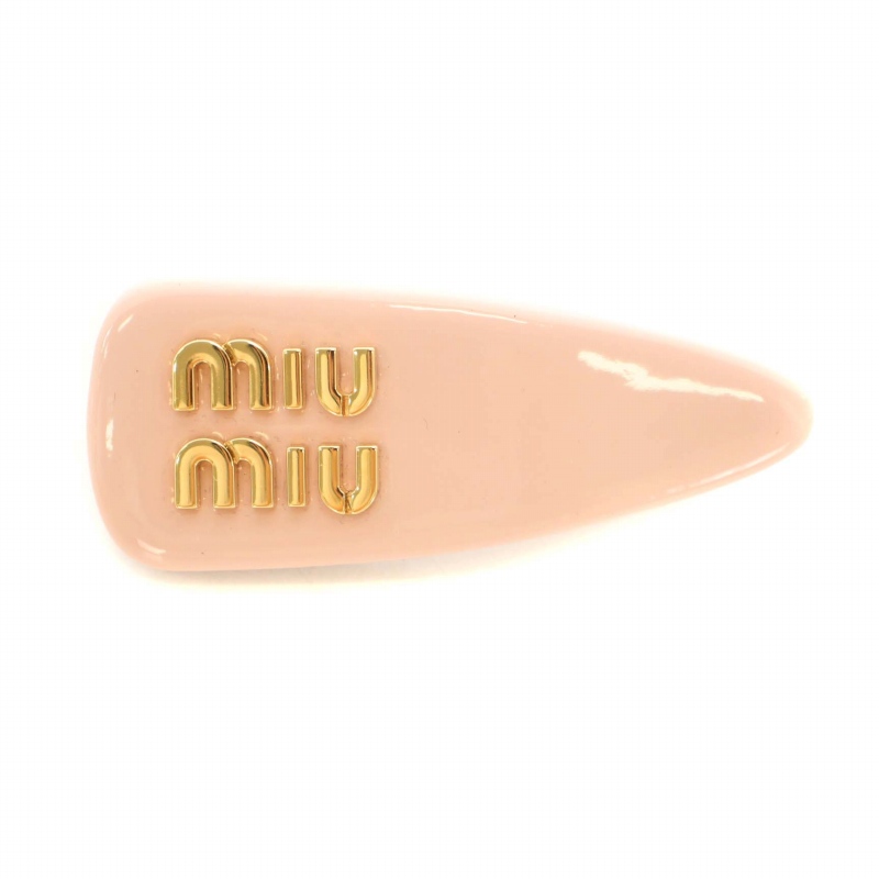 ミュウミュウ ロゴ パテントレザー ヘアクリップ ヘアアクセ バレッタ