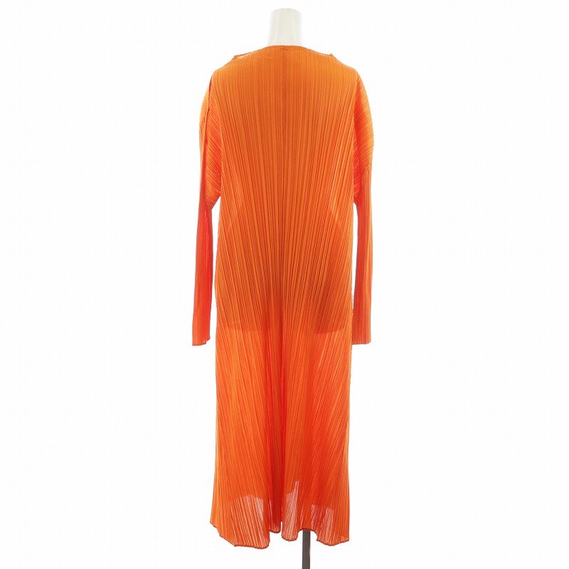 PLEATS PLEASE プリーツ カーディガン ロング 長袖 3 オレンジ