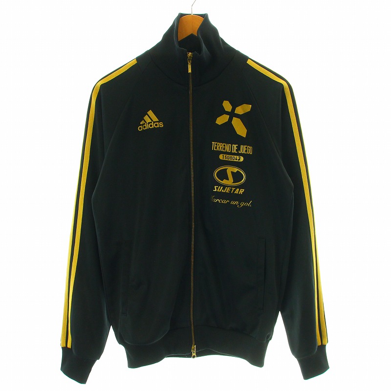 adidas ジップアップジャージ トラックジャケット ブラック ゴールド