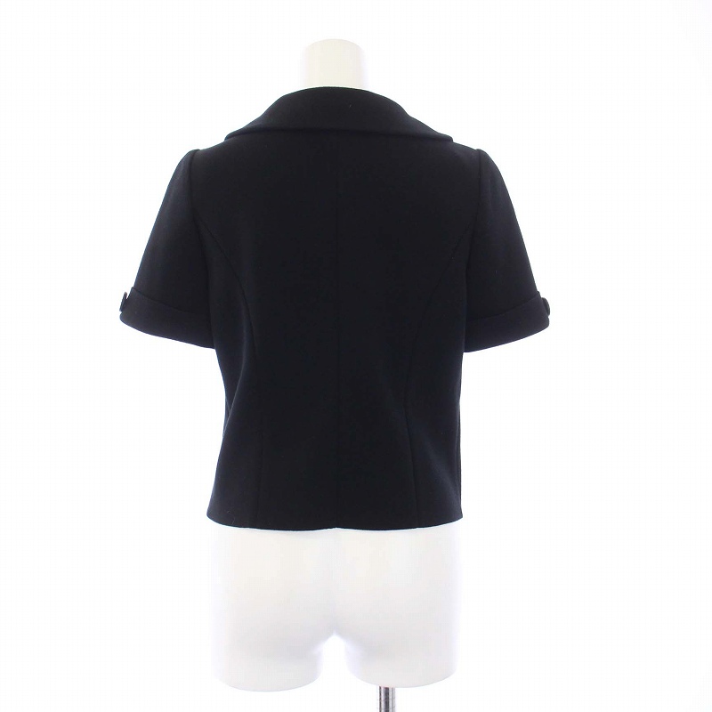 FOXEY - フォクシー ラウンドカラージャケット ニット 半袖 ショート丈 40 M 黒 フォクシー FOXEY ラウンドカラージャケット ニット 半袖