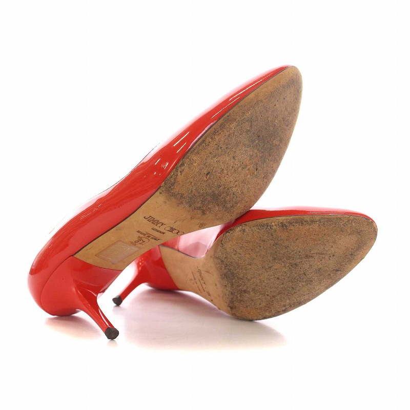 ジミーチュウ JIMMY CHOO パンプス ヒール エナメル 37 23.5cm 赤