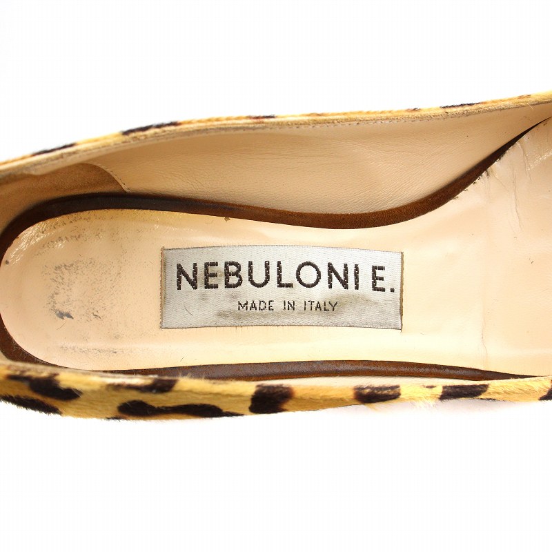 NEBULONIE ネブローニ イタリア製 レオパード ハラコ切り替え パンプス ネブローニ Nebuloni E. パンプス ハラコ ポインテッドトゥ ヒール