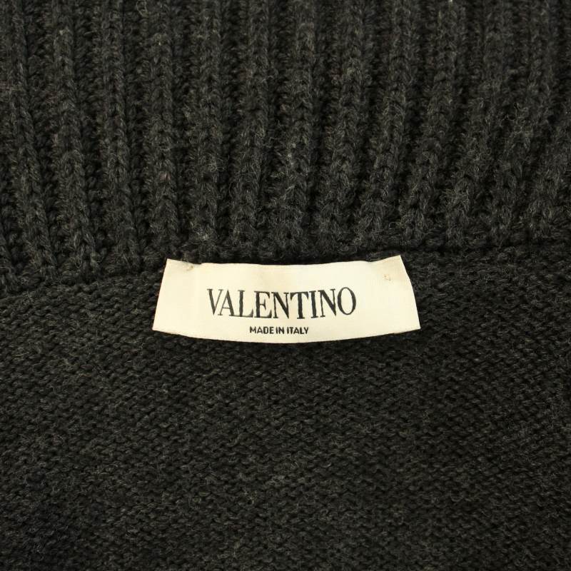 ヴァレンティノ ヴァレンチノ  VALENTINO ニットカーディガン 長袖 フリル ウール M グレー /YT レディース VALENTINO - ヴァレンティノ ヴァレンチノ ニットカーディガン