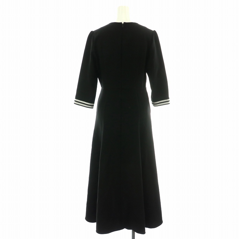 [美品]ボーダーズアットバルコニー　2021　ティアードフレアワンピース　黒 BORDERS at BALCONY（ボーダーズアットバルコニー） 長袖ワンピース 38