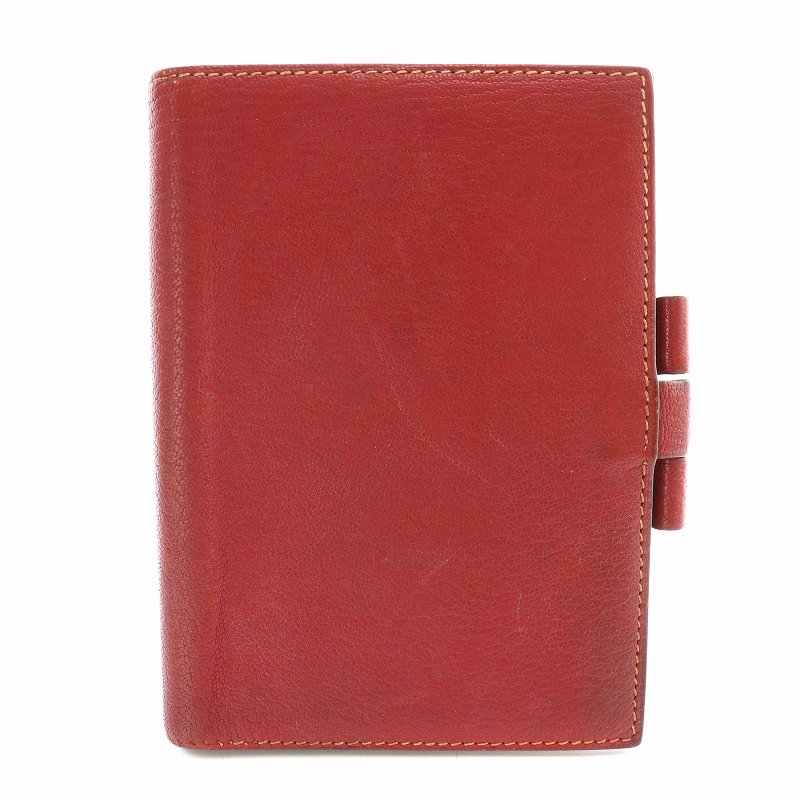 エルメス HERMES アジェンダPM 手帳カバー レザー 赤 レッド □G刻印 