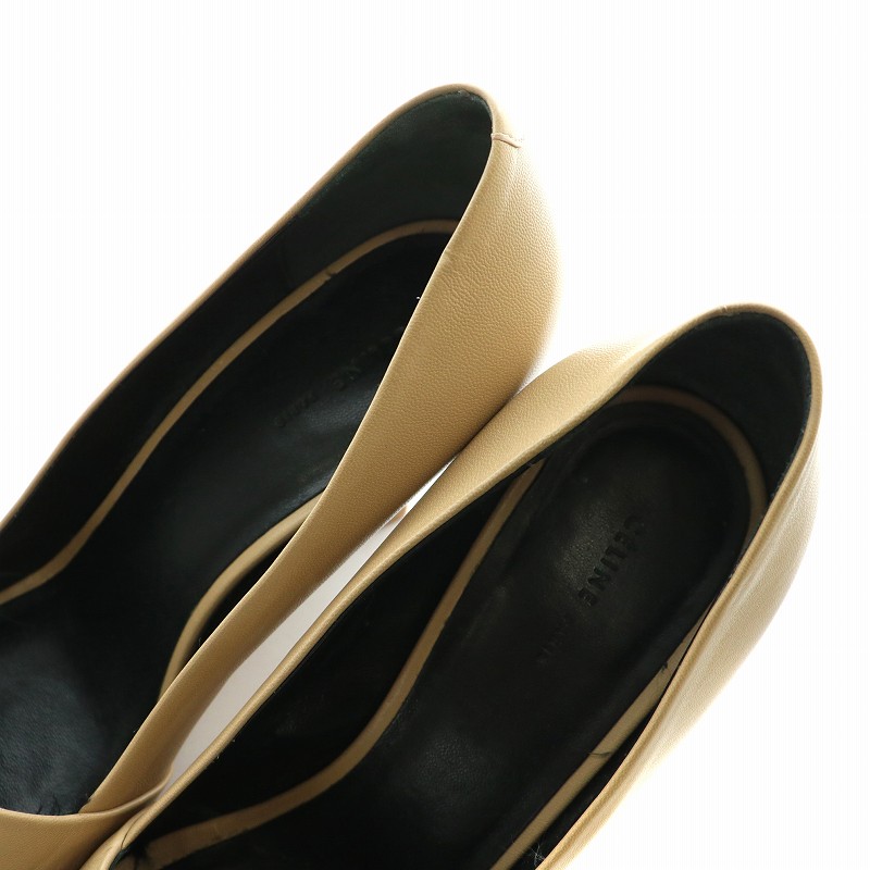 CELINEセリーヌ ベージュ レザー ウェッジサンダル 37