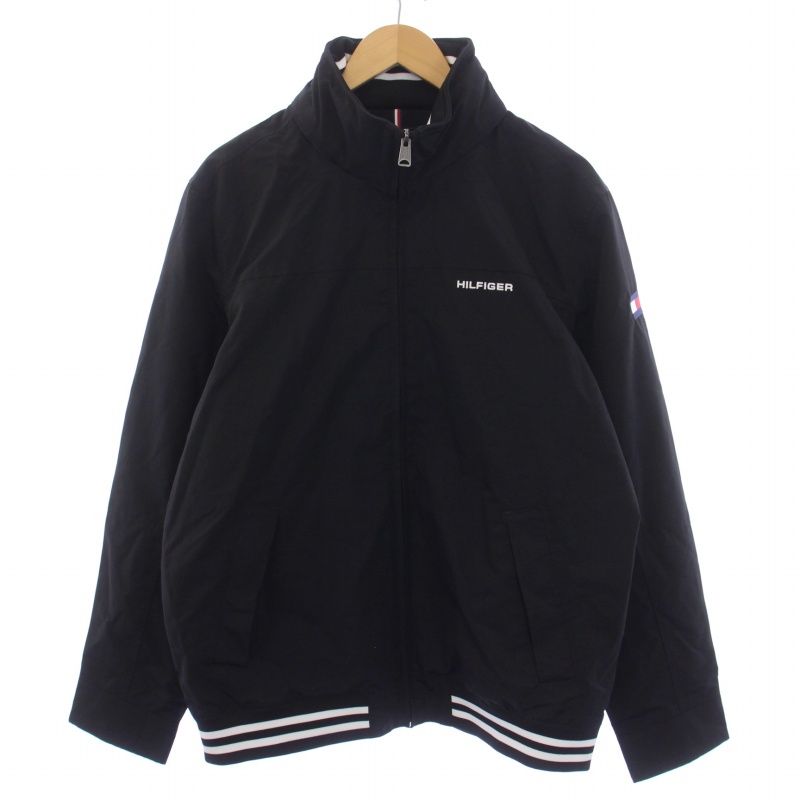 ジャケット トミー TOMMY ブラック ロゴ フード 新品 US/Sサイズ 