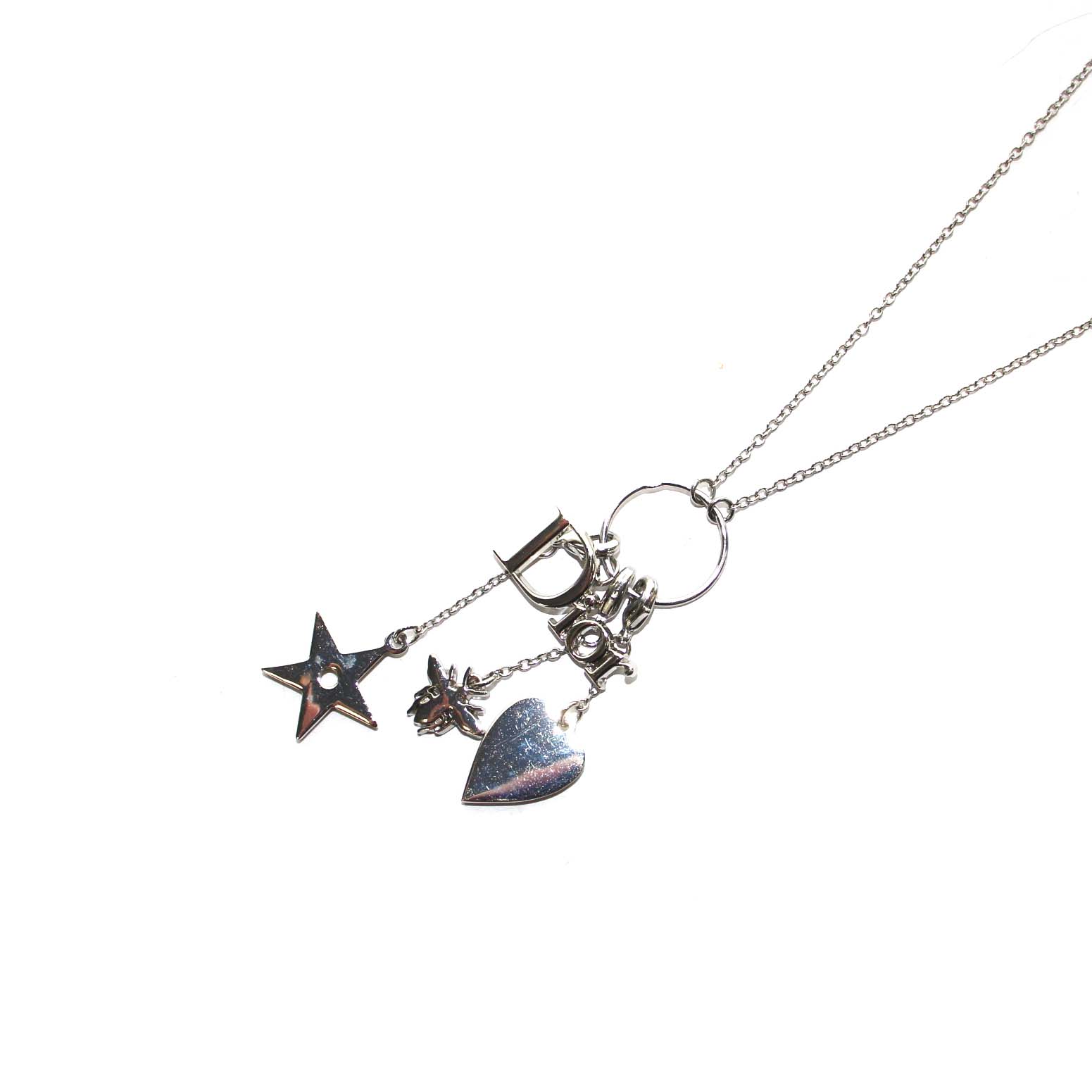 ディオールネックレス　Diorシルバー色　ネックレス ハート 星　蜂　ノベルティ クリスチャンディオール Christian Dior ノベルティ ネックレス