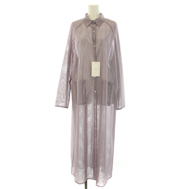 アメリ★新品同様★刺繍入りシースルー長袖シャツ グレー系 アメリ☆新品同様☆刺繍入りシースルー長袖シャツ グレー系