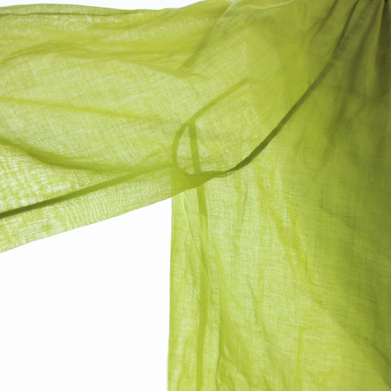 グッチ GUCCI シャツ ブラウス 長袖 コットン 無地 38 M 黄緑 /ZS