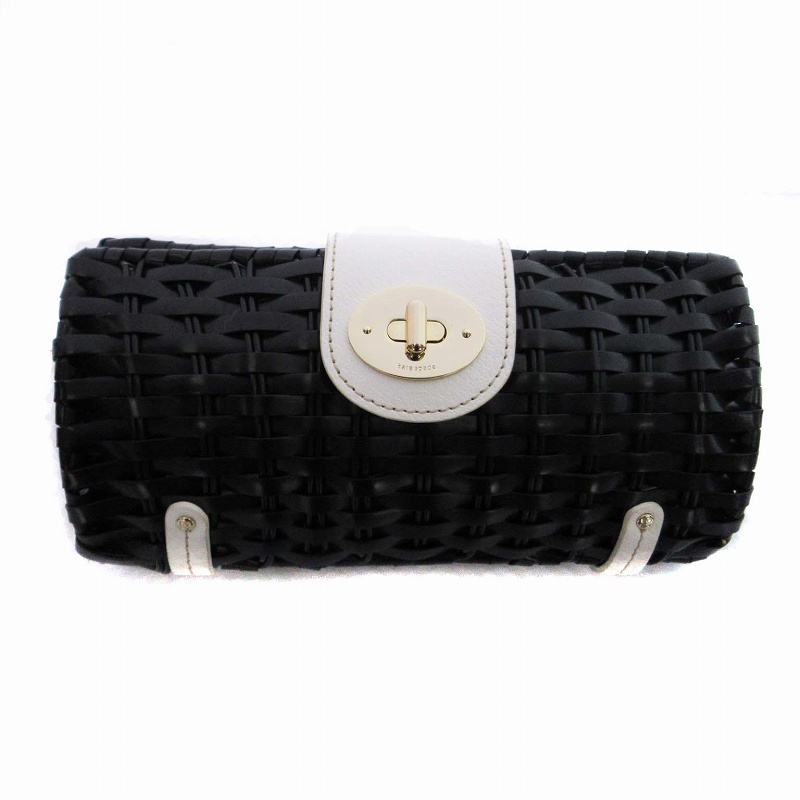 ケイトスペード KATE SPADE クラッチバッグ 筒型 編み込み 鞄 黒