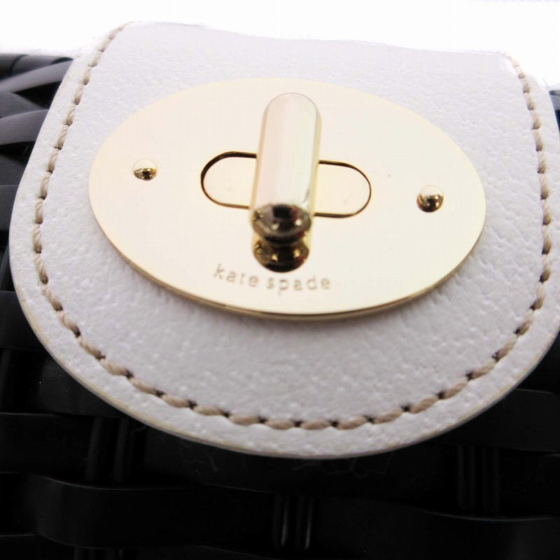 ケイトスペード KATE SPADE クラッチバッグ 筒型 編み込み 鞄 黒