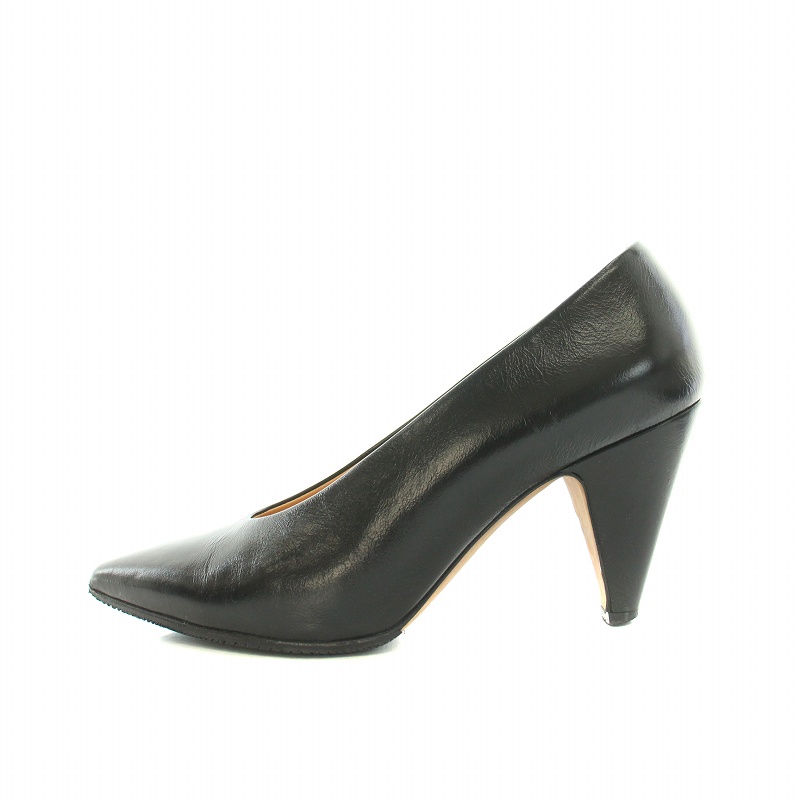 美品 ペリーコ 黒 エナメル パンプス ヒールパイソン型押 ポインテッドトゥ PELLICO 黒 ポインテッドトゥ パンプス 美品 ペリーコ 黒 エナメル