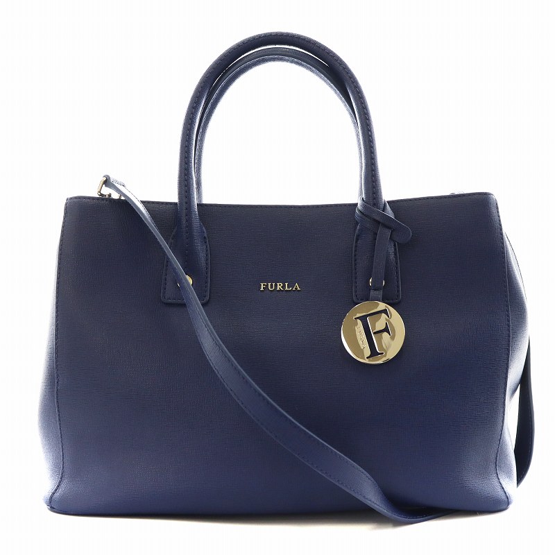 フルラ FURLA リンダ ハンドバッグ ショルダーバッグ 2way レザー 紺