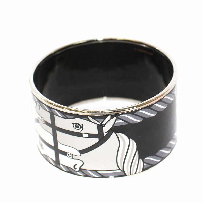 HERMES ブラック バングル 馬モチーフ HERMES ブラック バングル 馬モチーフ エルメス HERMES エマイユ