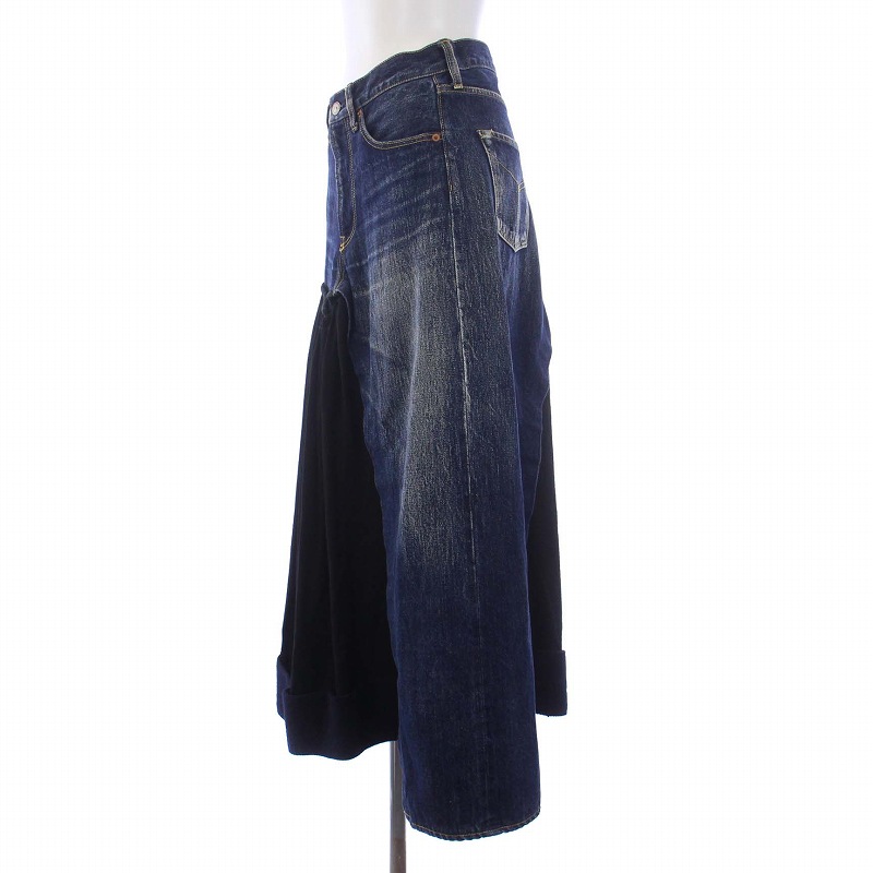 ヨウジヤマモト YOHJI YAMAMOTO デニム切替 ロングスカート 変形 