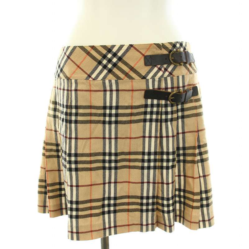 バーバリーブルーレーベル チェックラップミニスカート バーバリーブルーレーベルBURBERRY BLUE LABEL ウールチェック