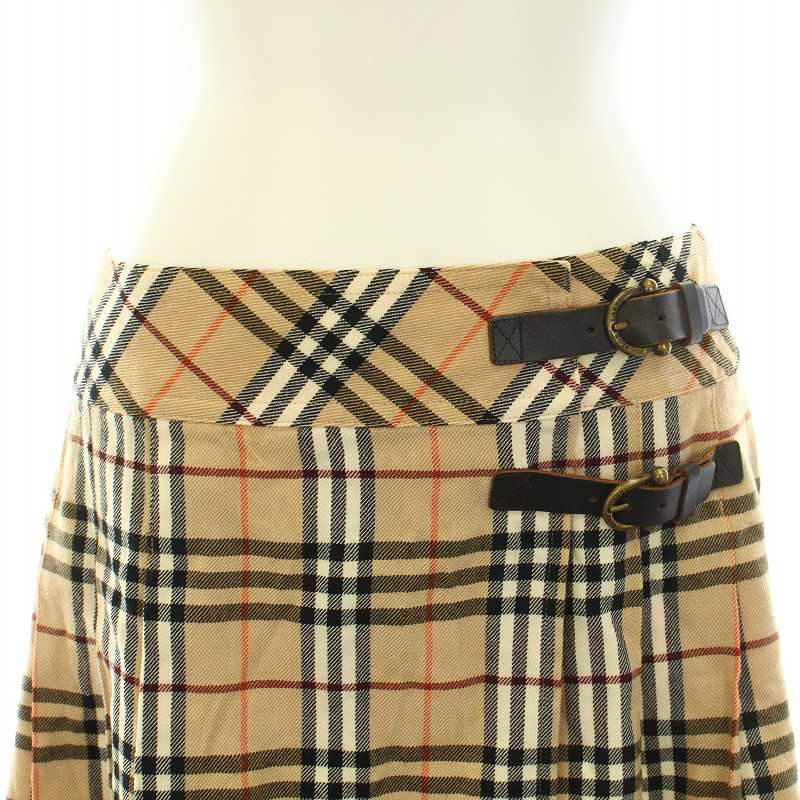 BURBERRY バーバリー プリーツ ラップスカート ミニ丈 中古・古着通販