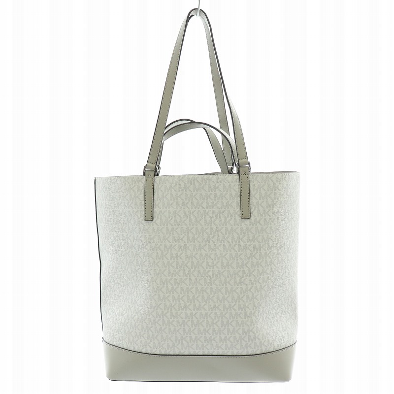 【極美品】MICHAEL KORS ハンドバッグ 2way 白 ホワイト MK柄 マイケルコース ハンドバッグ ショルダーバッグ 2way チャーム