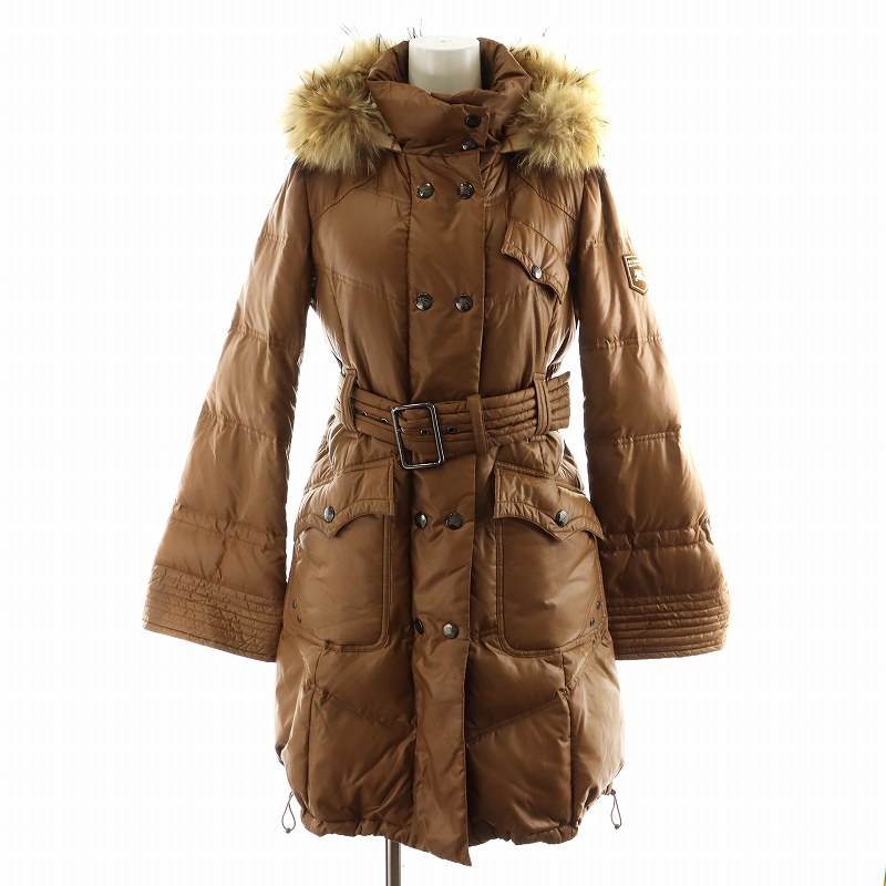 バーバリーブルーレーベル フォックスファー付き ロングコート 黒 バーバリーブルーレーベル フォックスファー付き ロングコート