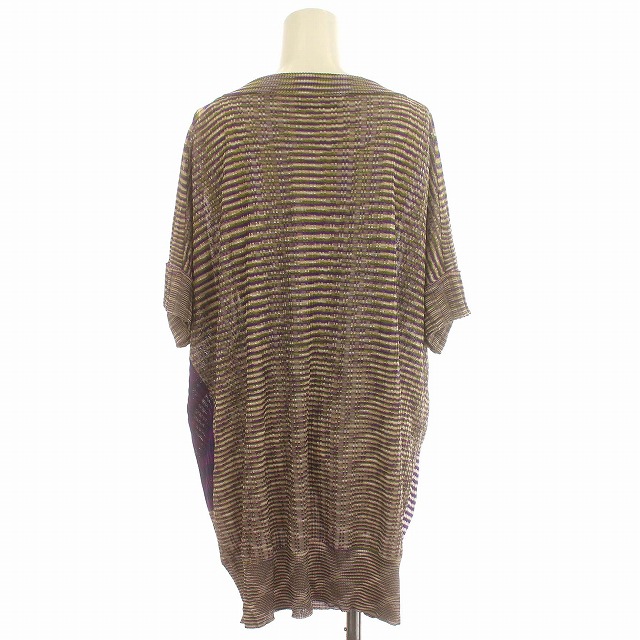 MISSONI - ミッソーニ MISSONI カットソー 半袖 ニット ボーダー M 紫 カーキ ミッソーニ MISSONI カットソー 半袖 ニット ボーダー 42 M 紫