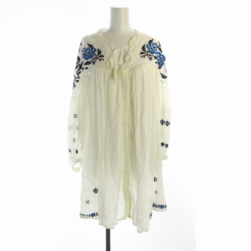 スナイデル SNIDEL フラワー刺繍 ワンピース チュニック リボン V  